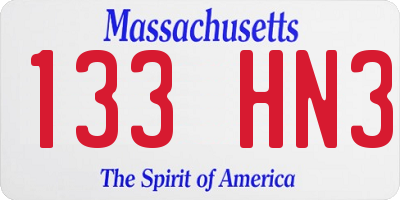 MA license plate 133HN3