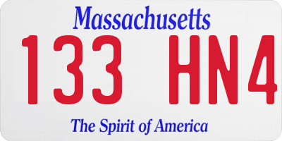MA license plate 133HN4