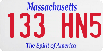 MA license plate 133HN5