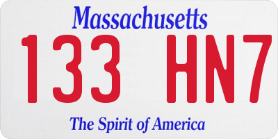 MA license plate 133HN7