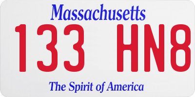 MA license plate 133HN8