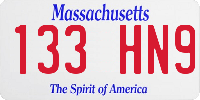 MA license plate 133HN9