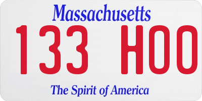 MA license plate 133HO0
