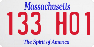 MA license plate 133HO1