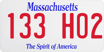 MA license plate 133HO2