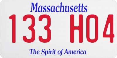 MA license plate 133HO4