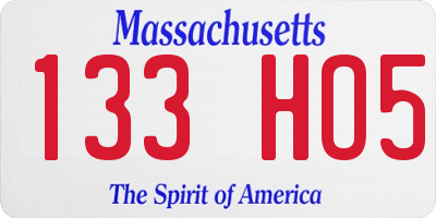 MA license plate 133HO5