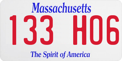 MA license plate 133HO6