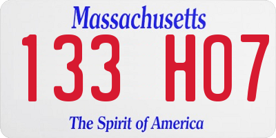 MA license plate 133HO7