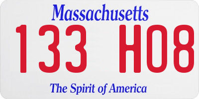 MA license plate 133HO8