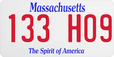 MA license plate 133HO9