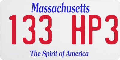 MA license plate 133HP3