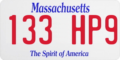 MA license plate 133HP9