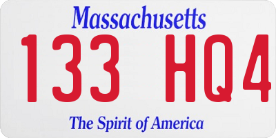 MA license plate 133HQ4