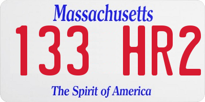 MA license plate 133HR2