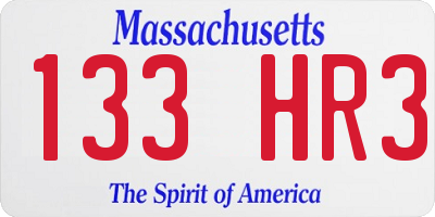MA license plate 133HR3