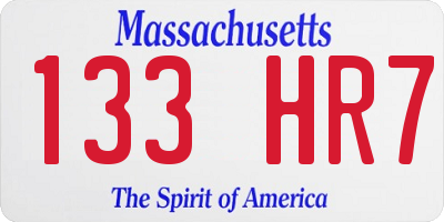 MA license plate 133HR7