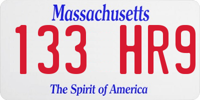 MA license plate 133HR9