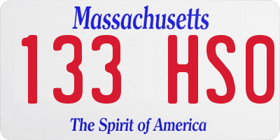MA license plate 133HS0