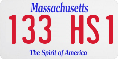 MA license plate 133HS1