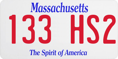 MA license plate 133HS2