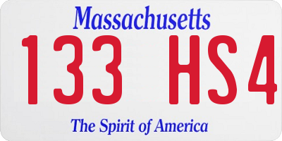 MA license plate 133HS4