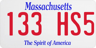 MA license plate 133HS5