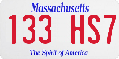 MA license plate 133HS7