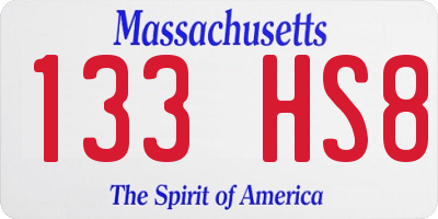 MA license plate 133HS8