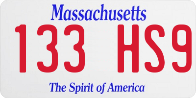 MA license plate 133HS9