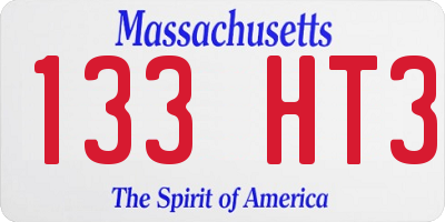 MA license plate 133HT3