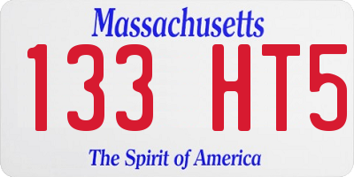 MA license plate 133HT5