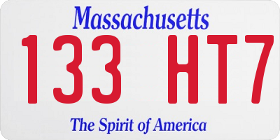 MA license plate 133HT7