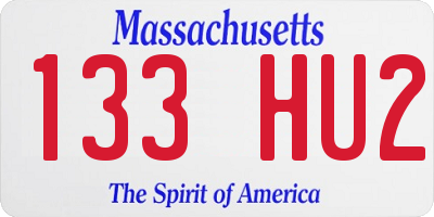 MA license plate 133HU2