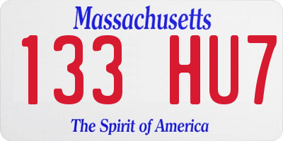 MA license plate 133HU7