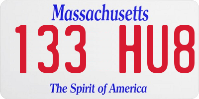 MA license plate 133HU8