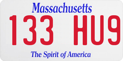 MA license plate 133HU9