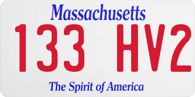 MA license plate 133HV2