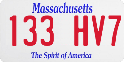 MA license plate 133HV7