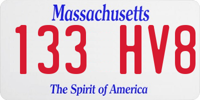 MA license plate 133HV8