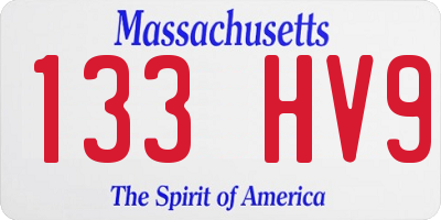 MA license plate 133HV9