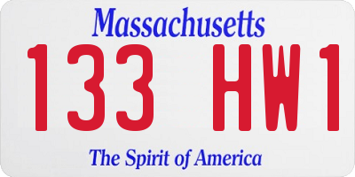 MA license plate 133HW1