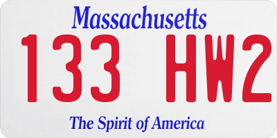 MA license plate 133HW2