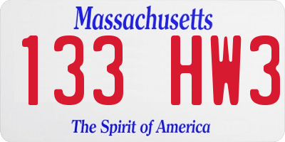 MA license plate 133HW3