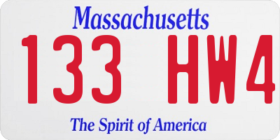 MA license plate 133HW4