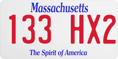 MA license plate 133HX2