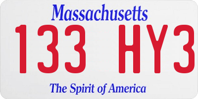 MA license plate 133HY3