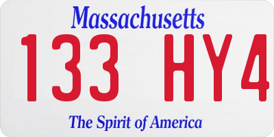 MA license plate 133HY4