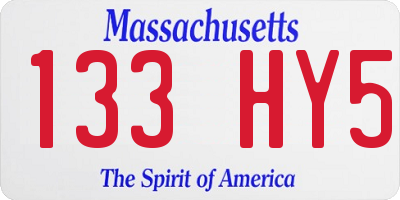MA license plate 133HY5
