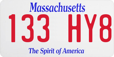 MA license plate 133HY8